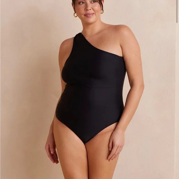 Summersalt The Ruched Sidestroke Black One-Shoulder one piece Swimsuit 10 nwt - Picture 5 of 9